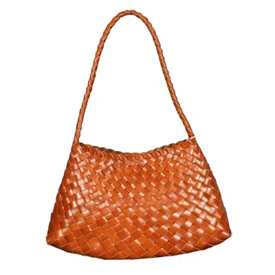 Rimini Women's Yellow / Orange Woven Leather Sling Bag 'erica' - Tan