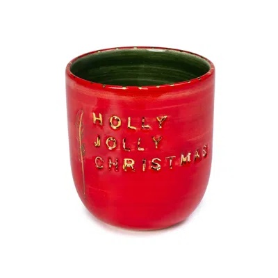 Feeling Good Inside Xmas Holly Holly Christmas  Red Handmade Ceramic  Mood Mug