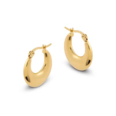 Amadeus Women's Gold Lola Flat Moon Hoop Earrings