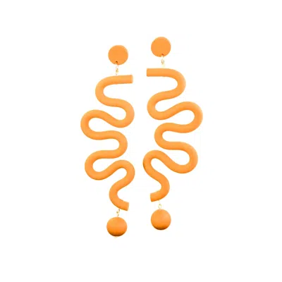By Chavelli Women's Yellow / Orange Orange Tube Squiggle Earrings