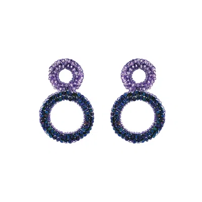 Lavish By Tricia Milaneze Women's Blue / Pink / Purple Neon Purple Mix Nyx Handmade Crochet Earrings