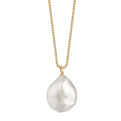 Katy Faye Women's Gold / White Moon Pearl Necklace