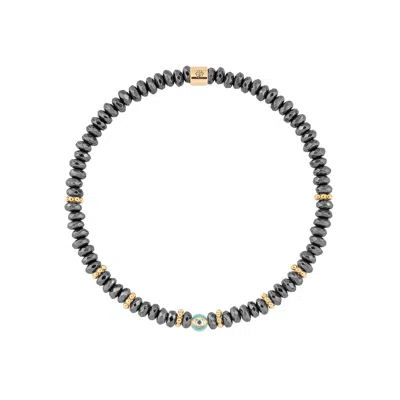 Karma And Luck Women's Grey Earth Guardian - Hematite Evil Eye Bracelet