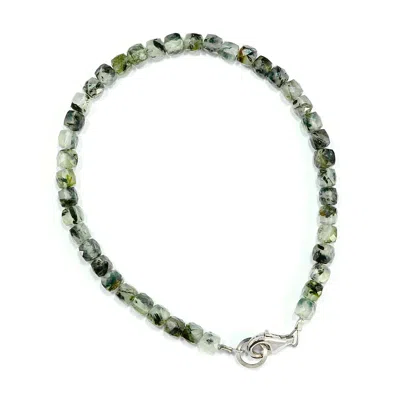 Mineralgems ✩ Studio Men's Green Tourmalinated Quartz Bracelet