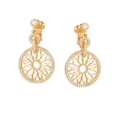 Grossé Women's Gold & Crystal Clip On Drop Earrings, Series Lumière