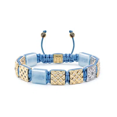 Mahigan Women's Gold / Blue Sky Blue Macrame Bracelet With Aquamarine In Gold & Silver