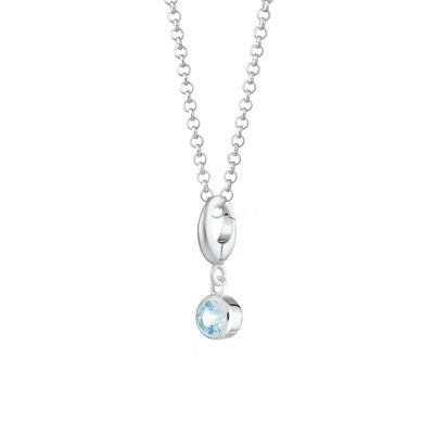 Lily Charmed Women's Sterling Silver March Birthstone Charm Necklace - Aquamarine