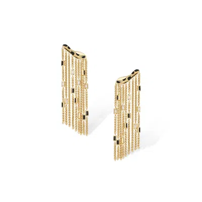 Retro Chic Women's Gold / Black / White Black Leopard Tassel Earrings
