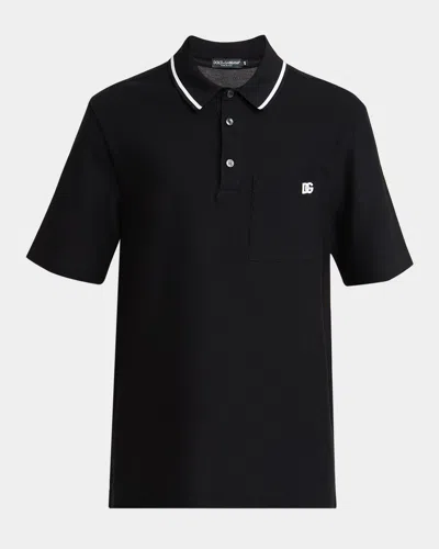 Dolce & Gabbana Cotton Pique Polo In Black