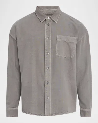 Frame Modern Long Sleeve Button Front Shirt In Gray