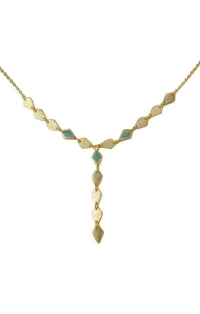 Marcia Moran Women's Gold / Green Falk Delicated Lariat Necklace With Amazonite Stone