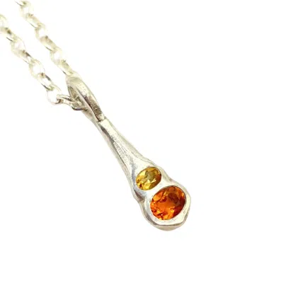 Amy Delson Jewelry Women's Yellow / Orange / Silver Olivia - Ombré Dark Light Orange Citrine Two Stone Silver Pendant N