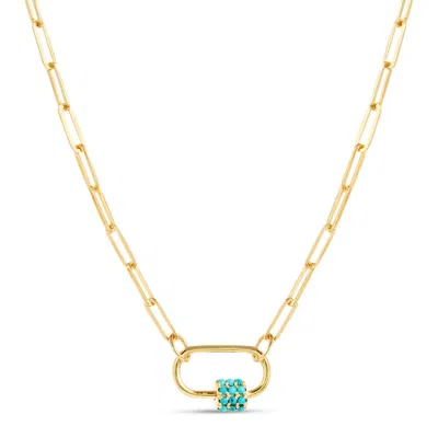 Amadeus Women's Gold / Blue Daphne Gold Necklace With Turquoise Carabiner Lock