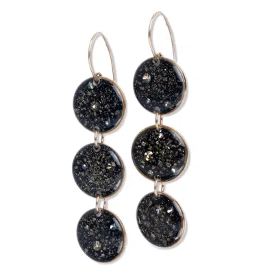 Kate Koel Women's Black Statement Galaxy Round Earrings
