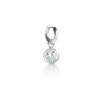 Kasun Women's Smile Hoop Earring – May – Emerald – Silver