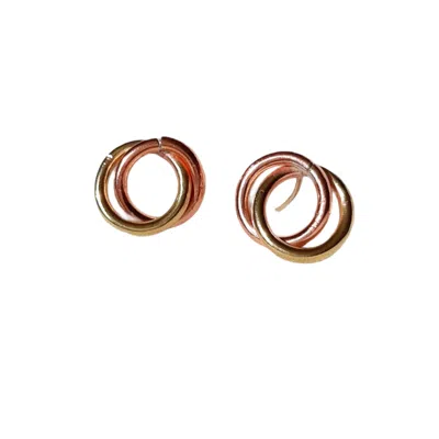 Lily Flo Jewellery Women's Unity Mixed Metal Solid Gold Earrings