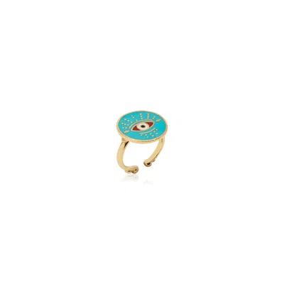 Atelier Petites Pierres Women's Gold Guardian - Multicolor Eye Ring