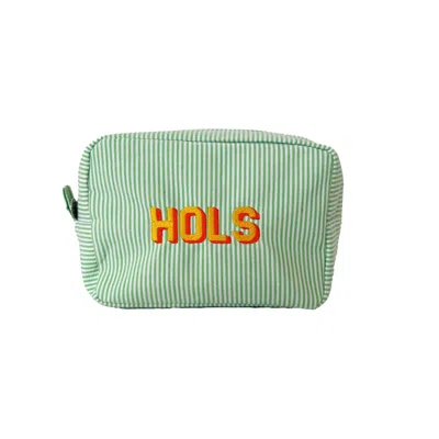 Lilly Loves Women's Green Hols Cosmetic Striped Bag