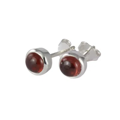 The Jewellery Store London Women's Silver / Red January Birthstone Earring Studs – Garnet In Sterling Silver