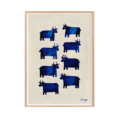 Rosanna Corfe A4 Blue Cow Print