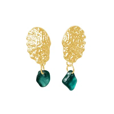 Glasstyk I/s Women's Sea Urchin Earrings Blue Sea Glass