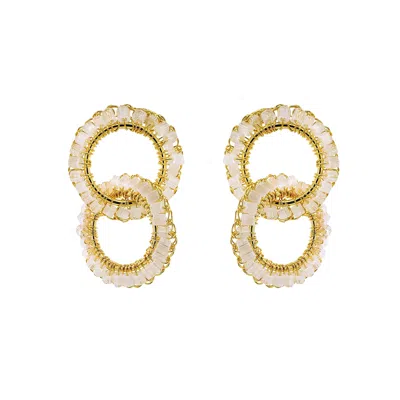 Lavish By Tricia Milaneze Women's Gold / White Cream White & Gold Nova Handmade Earrings