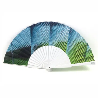 Khu Khu  Blue / Green / White The Macaw Hand-fan