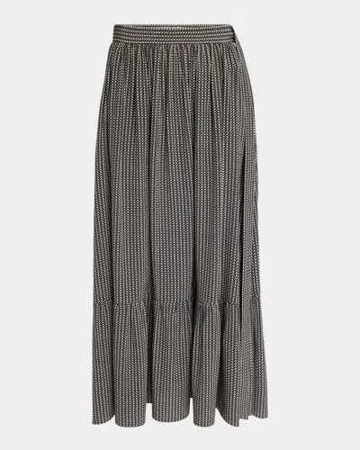 Chloé Micro Check Silk Maxi Skirt In Black