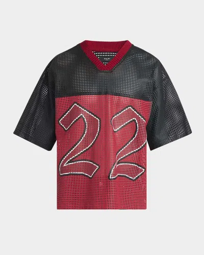 Amiri Oversize Colorblock 22 Perforated Leather Jersey In Multi
