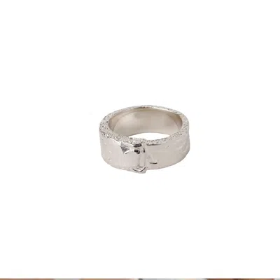 Nasi Silver Women's Chunky Concrete Ring, Silver