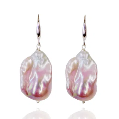 Ninemoo Women's Pink / Purple / Silver Silver Pink Baroque Pearl Earrings