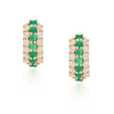 Preeti Sandhu Women's Green / Gold Summer Sparkle Huggies - Green Onyx