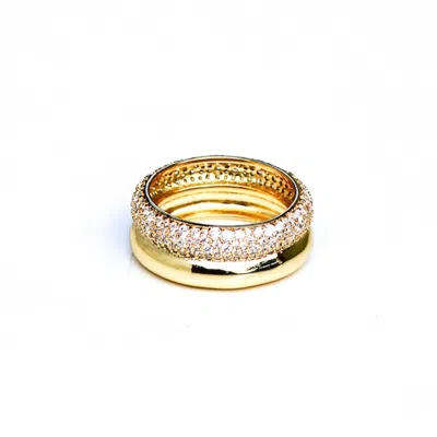 Native Gem Women's Gold / Silver Double Donut Ring- Duo Mixed Metal