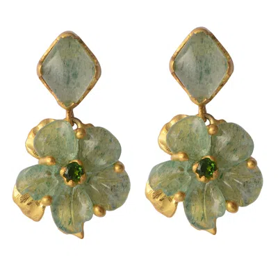 Emma Chapman Jewels Women's Green The Rosa Onyx Dangle Flower Earrings