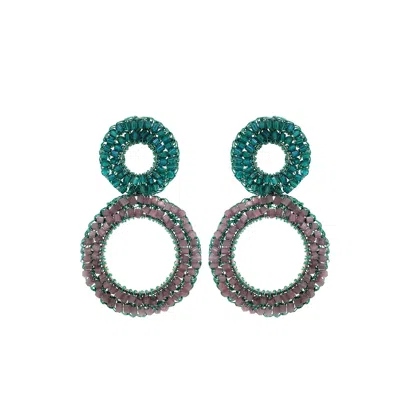 Lavish By Tricia Milaneze Women's Green / Pink / Purple Neon Turquoise Mix Nyx Handmade Crochet Earrings
