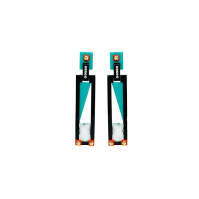 Gissa Bicalho Women's Handmade Acrylic Earring Long Deco Rectangular Cut Stone Turquoise