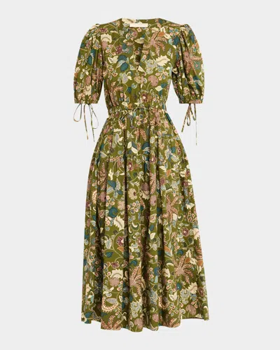 Ulla Johnson Cotton Adriana Midi Dress In Green