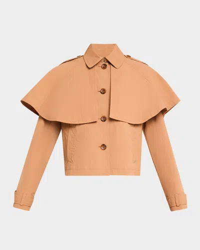 Ulla Johnson River Layered Jacket With Removable Cape In Brown