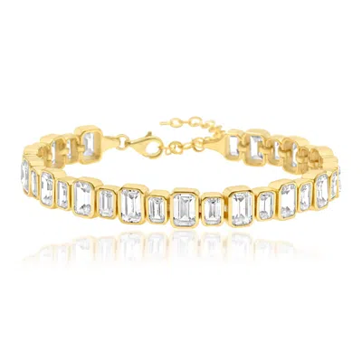 Shymi Women's Mix Size Emerald Bezel-set Tennis Bracelet - Gold