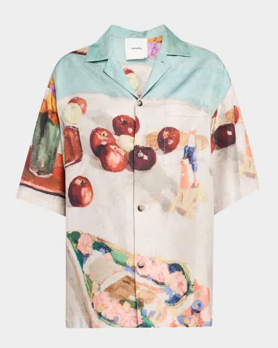 Nanushka Caspian Button-front Silk Twill Shirt In Multi