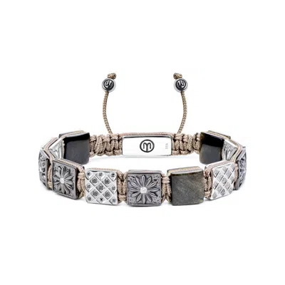 Mahigan Women's Black / Brown / Silver Flat-bead Bracelet With Golden Obsidian In Silver