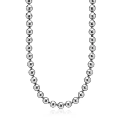 Nialaya Men's Metallic Pearl Necklace With Silver