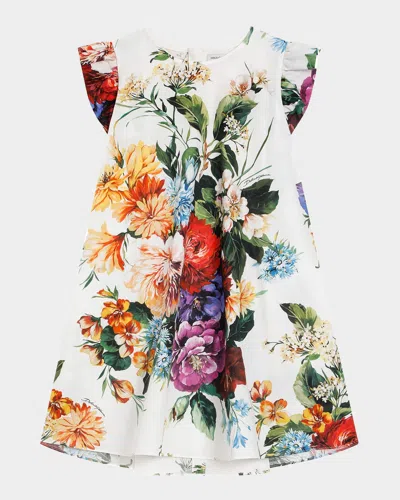 Dolce & Gabbana Floral-print Poplin Dress In Multi