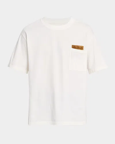 Bottega Veneta Pima Cotton T-shirt With Suede Patch In White