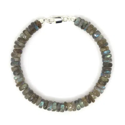 Shar Oke Men's Grey / Silver Labradorite Bracelet