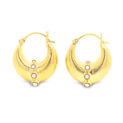 Gem Bazaar Jewellery Women's Gold / White Pearl Cashew Earrings