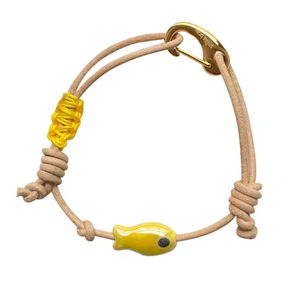Smilla Brav Women's Gold / Yellow / Orange Ceramic Yellow Fish Leather Bracelet Ocean