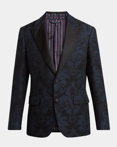 Etro Floral-jacquard Blazer In Blue