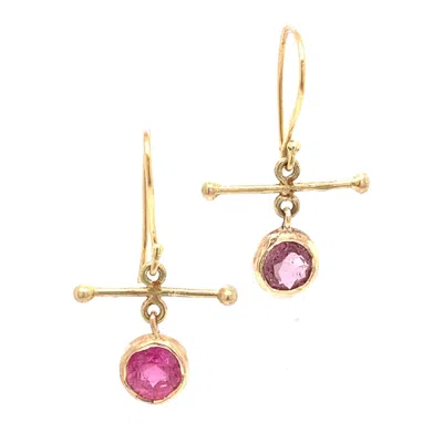 Lori Kaplan Design Women's Gold / Pink / Purple Pink Tourmaline Gold Earrings
