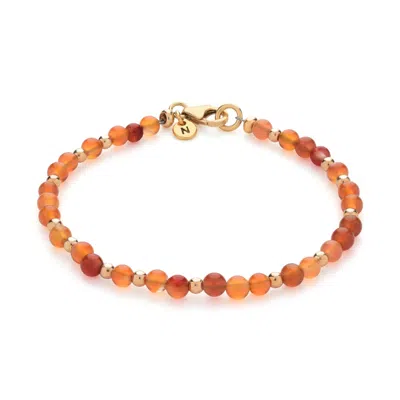 Nellou Jewellery Women's Yellow / Orange Jewel Bead  July Birthstone Bracelet Gold Plated Sterling Silver - Carnelian